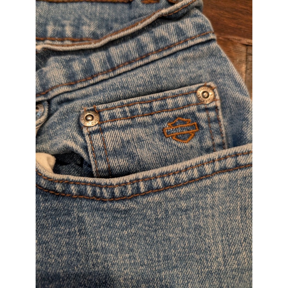 Vintage Harley Davidson Jeans Women 30x28 Light Blue Straight Leg High Rise - Picture 5 of 11